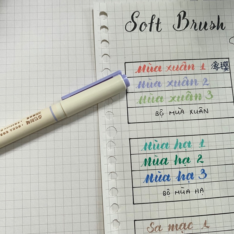 Bút Soft Brush Sign Pen luyện viết Calligraphy, Bullet Journal, Trang trí sổ Full 24 màu (cây lẻ)
