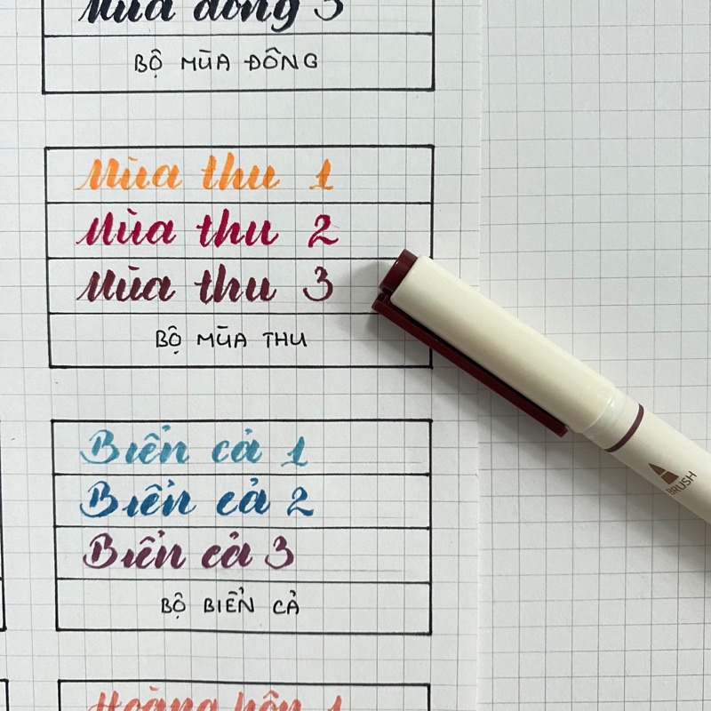 Bút Soft Brush Sign Pen luyện viết Calligraphy, Bullet Journal, Trang trí sổ Full 24 màu (cây lẻ)