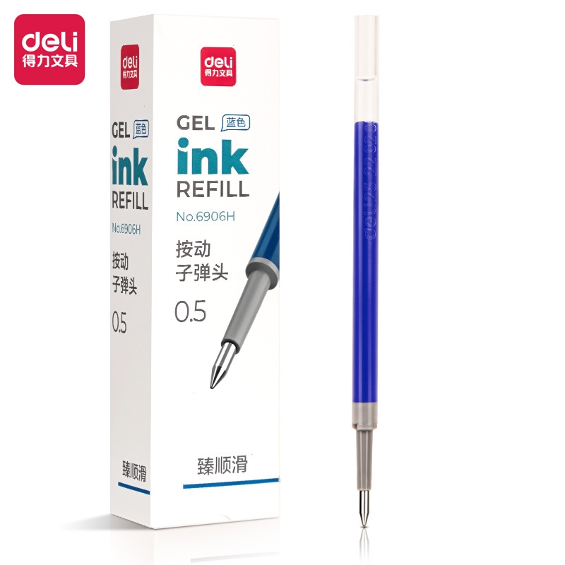 Bút gel Deli văn phòng sinh viên thiết kế vỏ trong suốt ngòi 0,5mm mực đen A057B-01