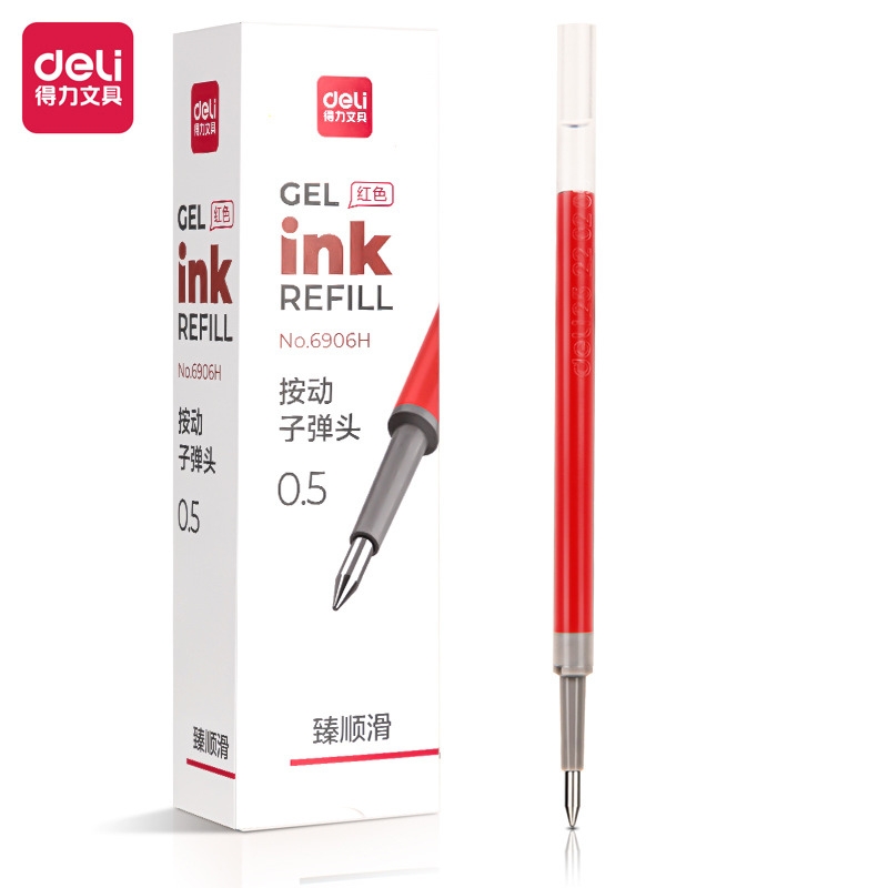Bút gel Deli văn phòng sinh viên thiết kế vỏ trong suốt ngòi 0,5mm mực đen A057B-01