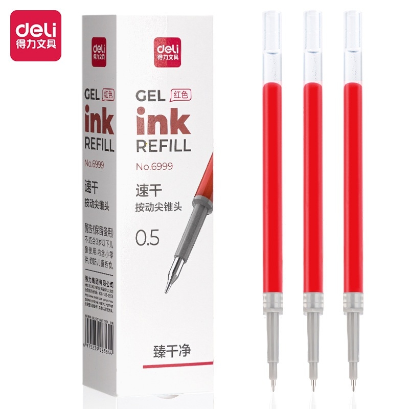 Bút gel Deli văn phòng sinh viên thiết kế vỏ trong suốt ngòi 0,5mm mực đen A057B-01