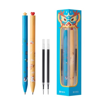 Bộ bút gel xoay KACO LOVE kèm 2 ngòi mực đen (chính hãng)