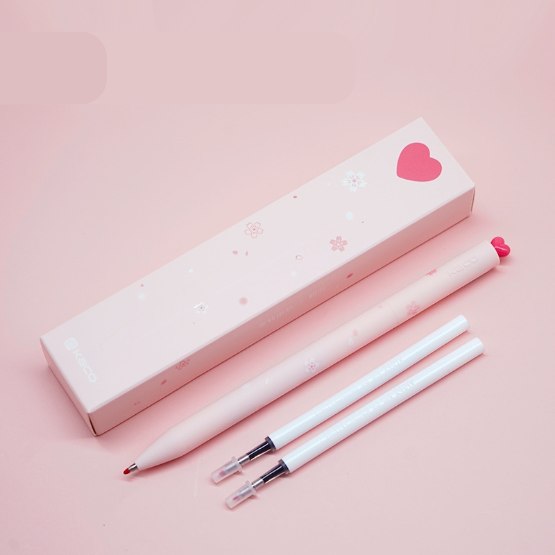 Bộ bút gel xoay KACO LOVE kèm 2 ngòi mực đen (chính hãng)