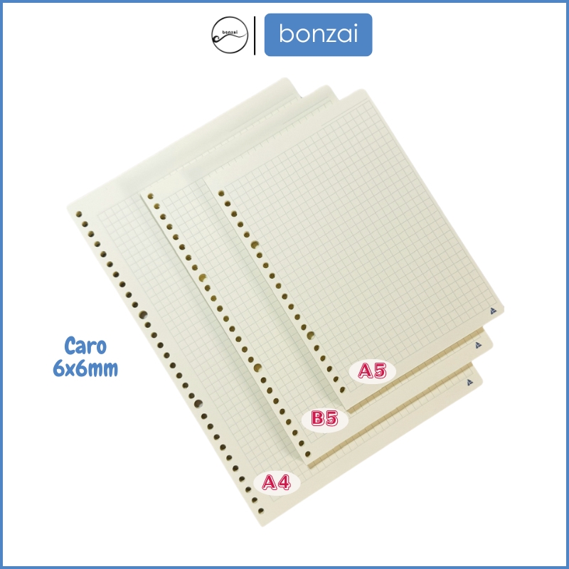 Ruột sổ còng giấy refill 20 26 30 lỗ A5 B5 A4 sổ Planner Bullet Journal