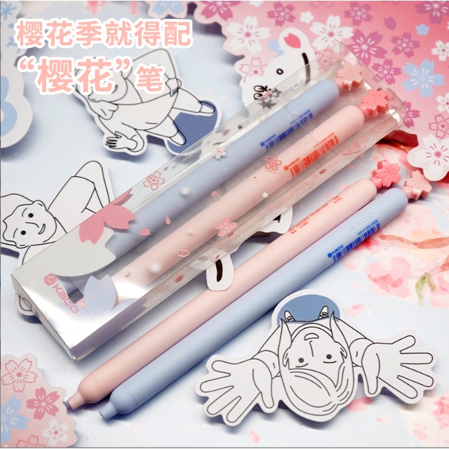 Bộ bút gel xoay KACO LOVE kèm 2 ngòi mực đen (chính hãng)