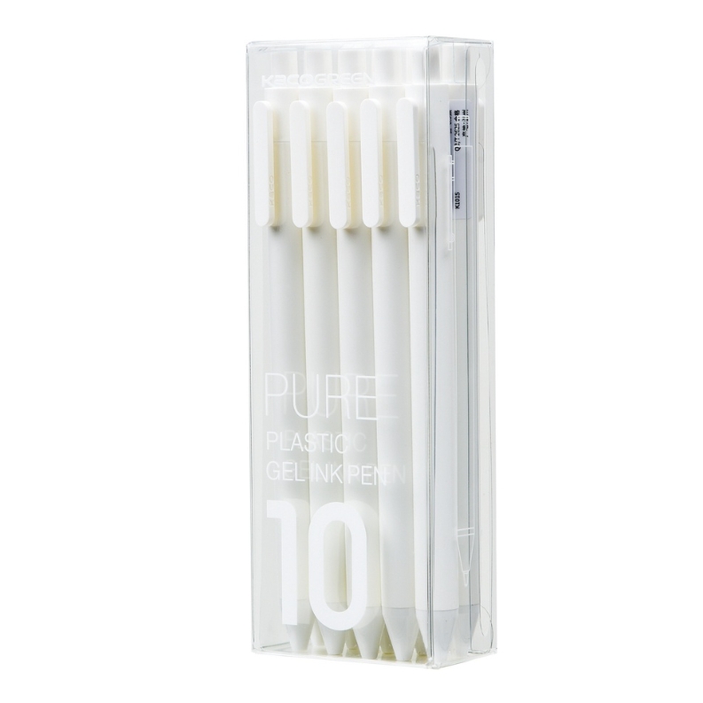 Bộ 10 bút gel Kaco Pure màu đen ngòi 0,5mm