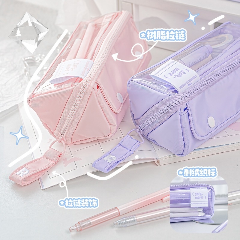 Túi đựng bút ROSYPOSY PRISM limpid dung tích lớn thiết kế mềm mại