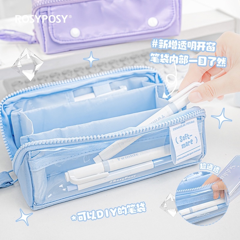 Túi đựng bút ROSYPOSY PRISM limpid dung tích lớn thiết kế mềm mại