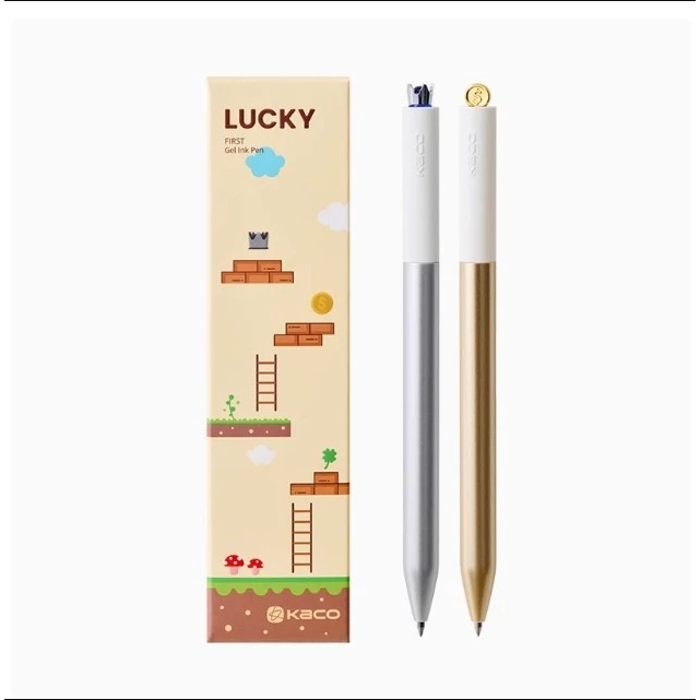Bộ bút gel xoay KACO LOVE kèm 2 ngòi mực đen (chính hãng)