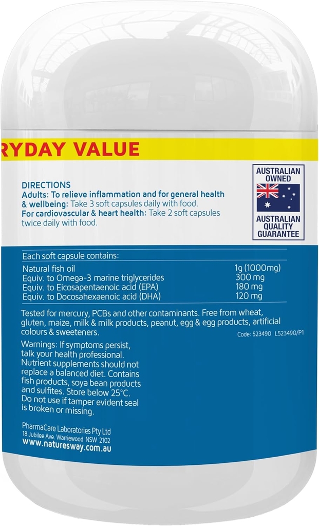 Nature's Way Odourless Fish Oil 1000mg - Dầu Cá Từ Đại Dương Không Tanh (Hộp 80 viên)