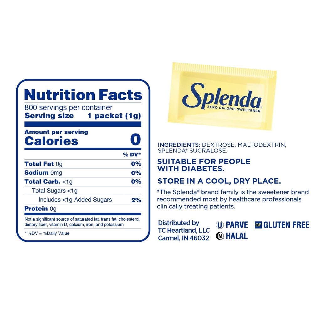 Đường Ăn Kiêng 0 Calo Splenda No Calorie Sweetener (1 Gói) Low Sugar, Hỗ Trợ Ăn Kiêng, Keto, Siết Cân