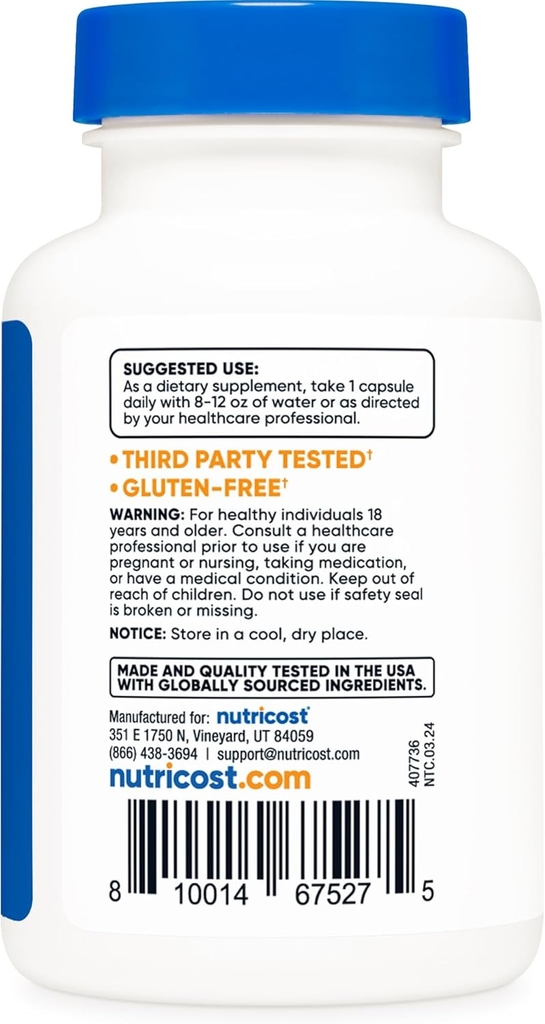 Nutricost Tudca 250mg , 60 Capsules, Bảo vệ gan, thận