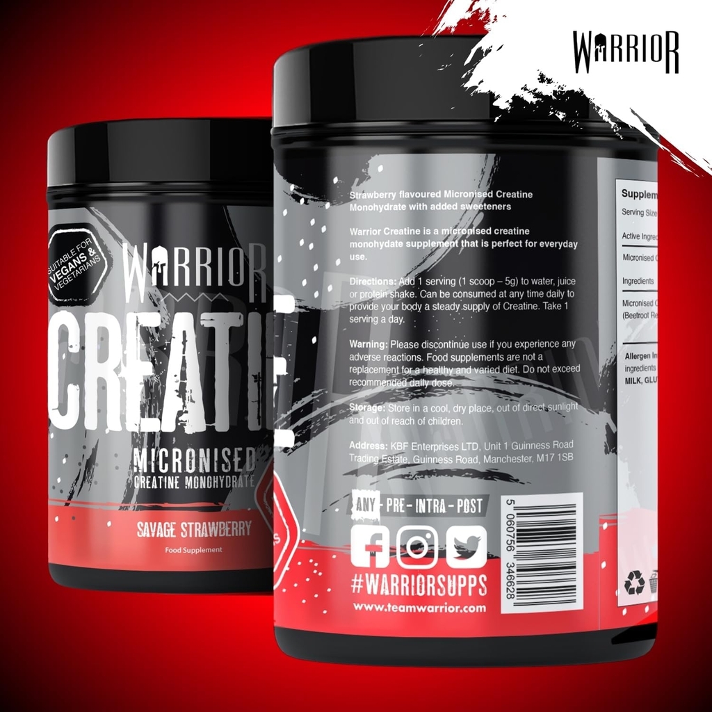 Warrior Micronized Creatine Monohydrate (500g), Hỗ Trợ Tăng Sức Mạnh, Hiệu Suất Tập Luyện