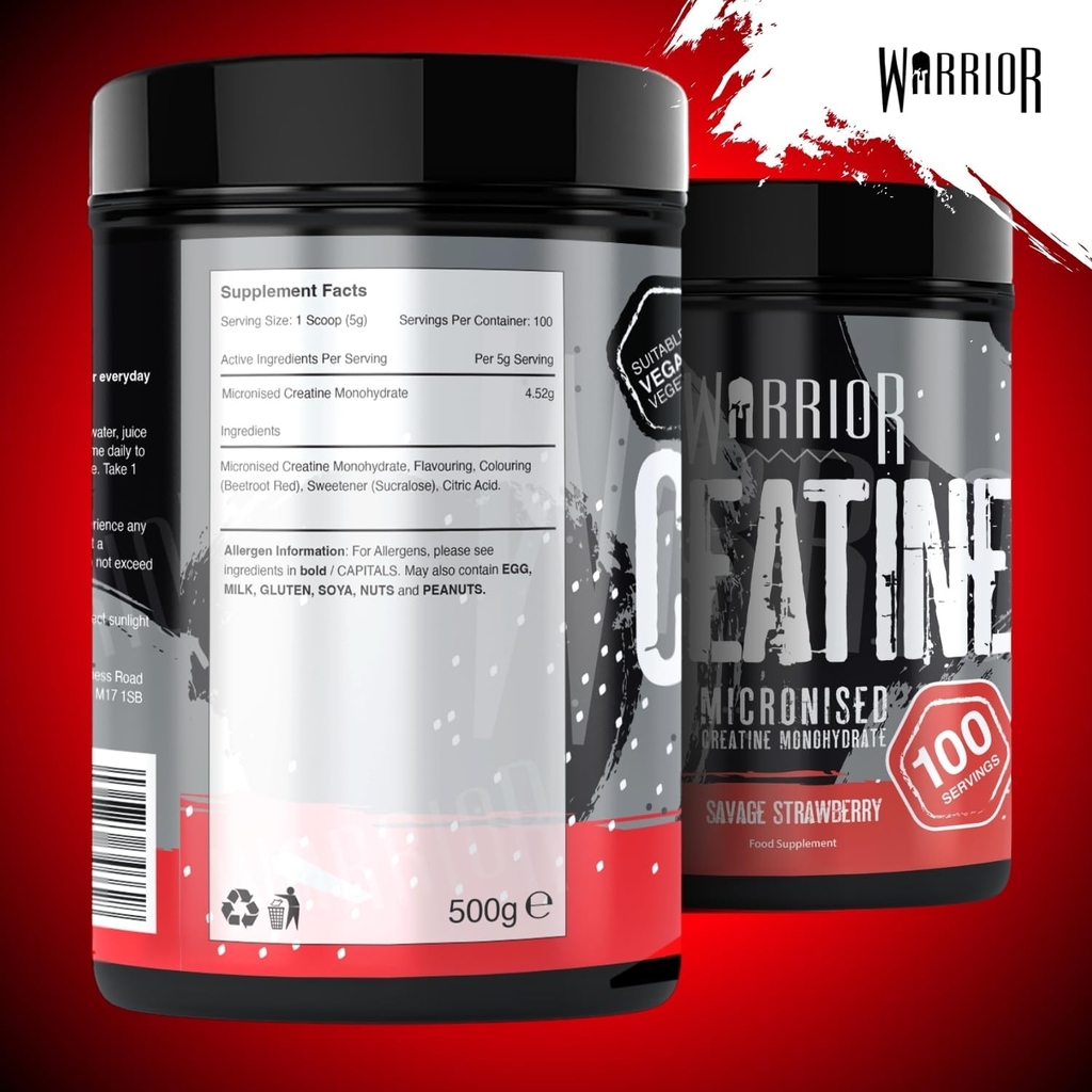 Warrior Micronized Creatine Monohydrate (500g), Hỗ Trợ Tăng Sức Mạnh, Hiệu Suất Tập Luyện