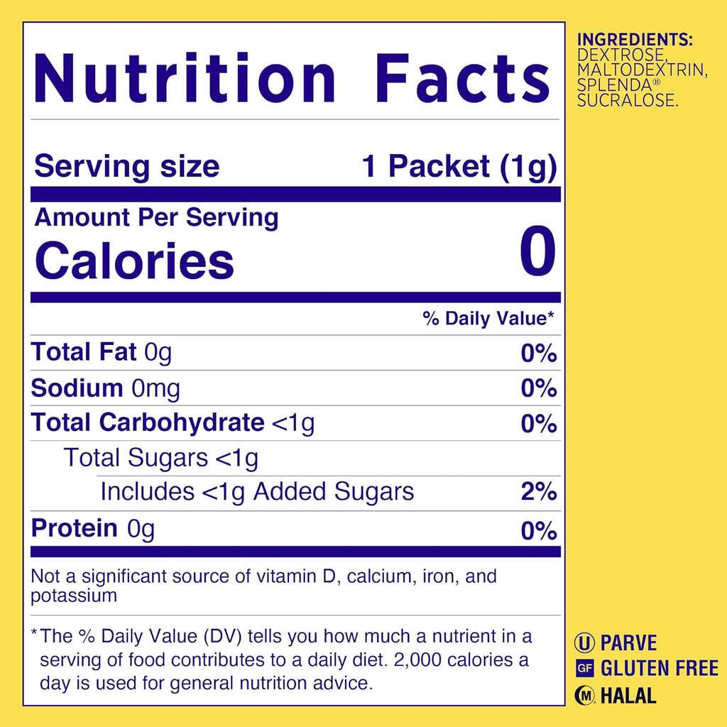 Đường Ăn Kiêng 0 Calo Splenda No Calorie Sweetener (1 Gói) Low Sugar, Hỗ Trợ Ăn Kiêng, Keto, Siết Cân