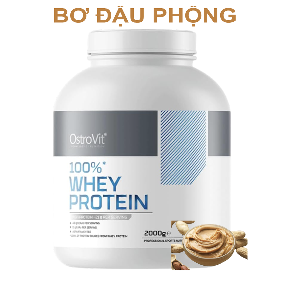 OstroVit 100% Whey Protein (2KG) Whey Protein Tiêu Chuẩn Châu Âu, Hỗ Trợ Tăng Cơ