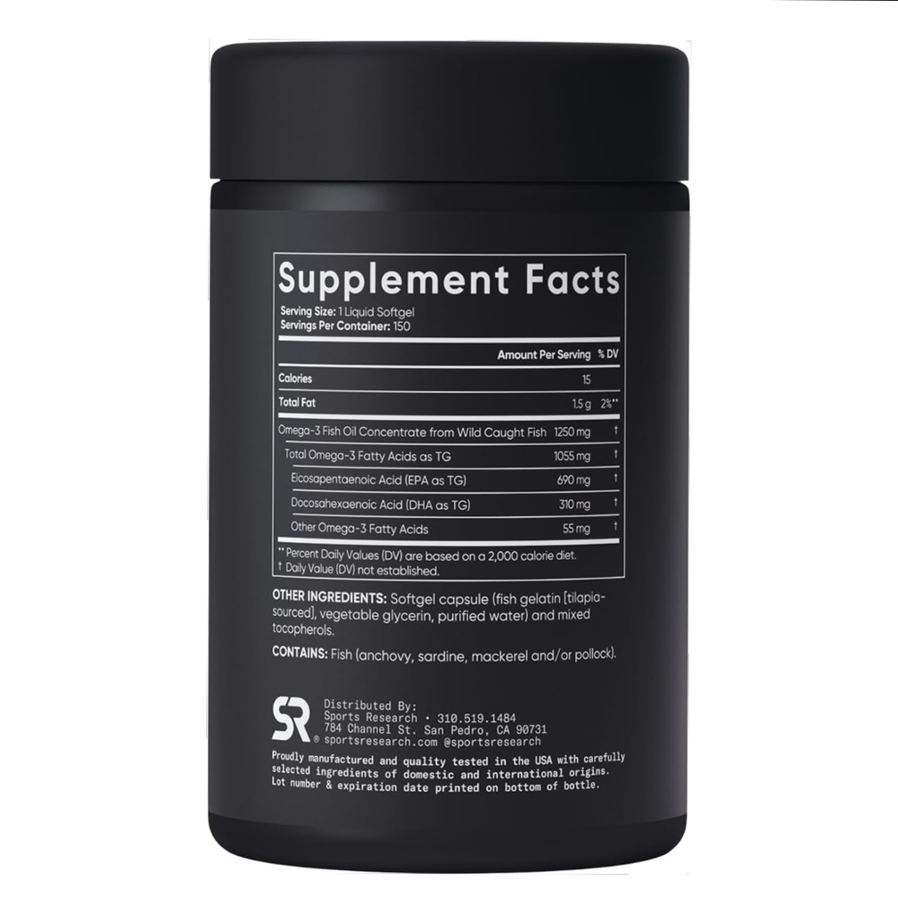 Sports Research Omega-3 Fish Oil | Triple Strength