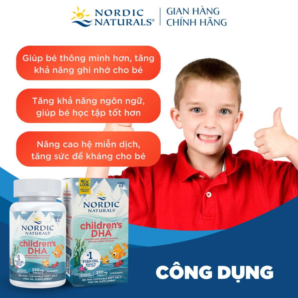 Nordic Naturals Children's DHA Vị Dâu (90/180Viên)