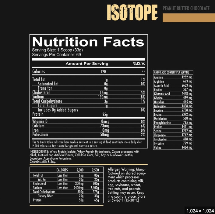 REDCON1 ISOTOPE - 100% Whey Isolate Protein, 5Lbs (71 Servings)