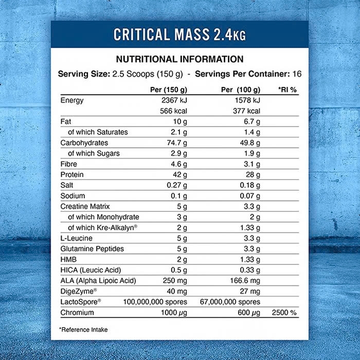 Sữa Tăng Cân Applied Nutrition Critical Mass, 2.4 KG (16 Servings)