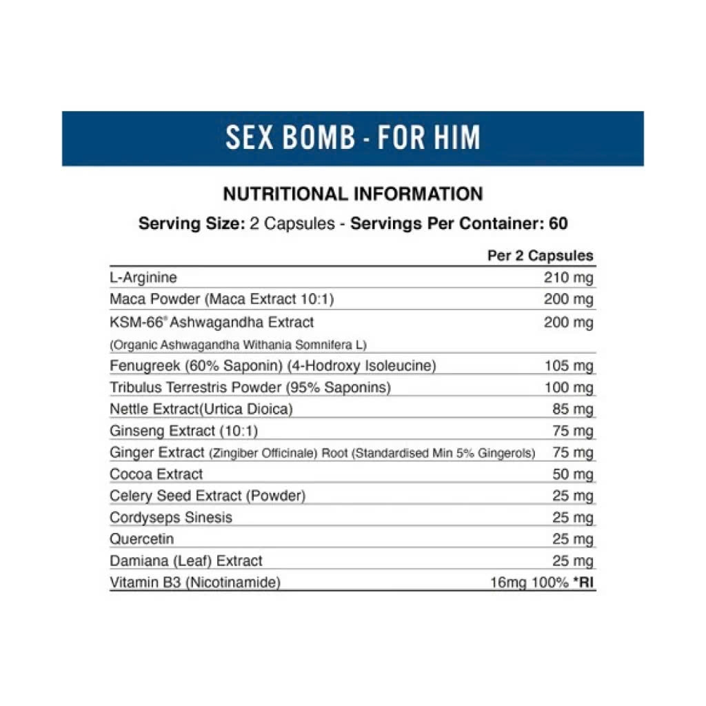 Applied Nutrition Sex Bomb For Him, 120 Capsules (60 Servings)