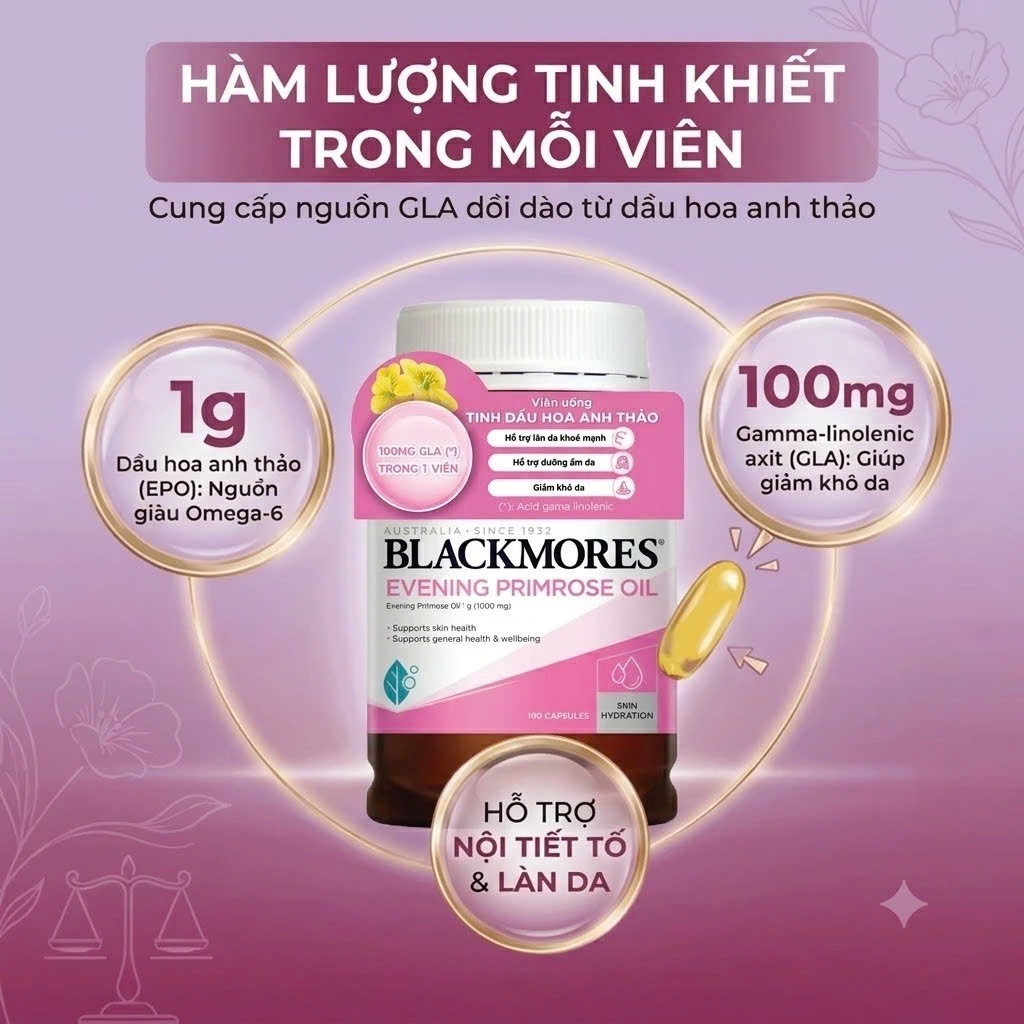 Viên Uống Tinh Dầu Hoa Anh Thảo Blackmores Evening Primrose Oil 190 Viên