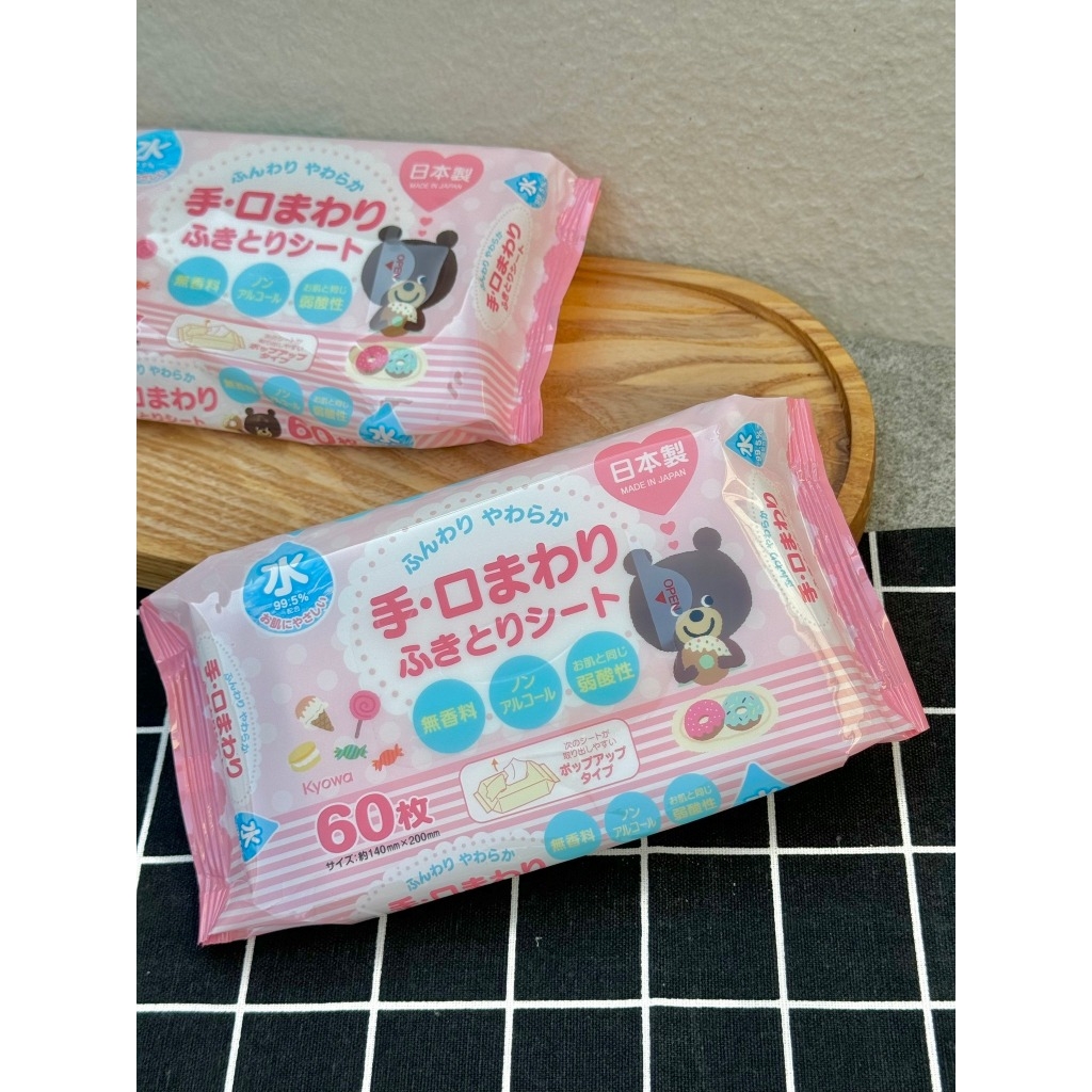 Gói 60 tờ giấy ướt cho bé Kyowa