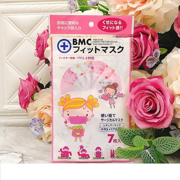 Khẩu trang kháng khuẩn cho bé pm2.5 set 7 chiếc màu xanh+hồng