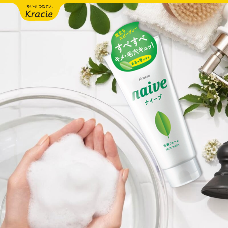 KRAICE_Sữa Rửa Mặt Naive Kracie Chiết Xuất Trà Xanh Cho Da Dầu Mụn 143g