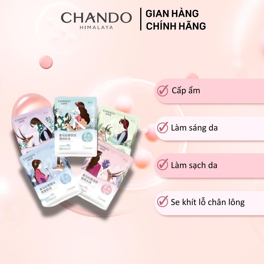Chando Himalaya - Mặt Nạ Chiết Xuất Thực Vật Cấp Ẩm, Làm Sáng, Sạch Da, Se Khít Lỗ Chân Lông