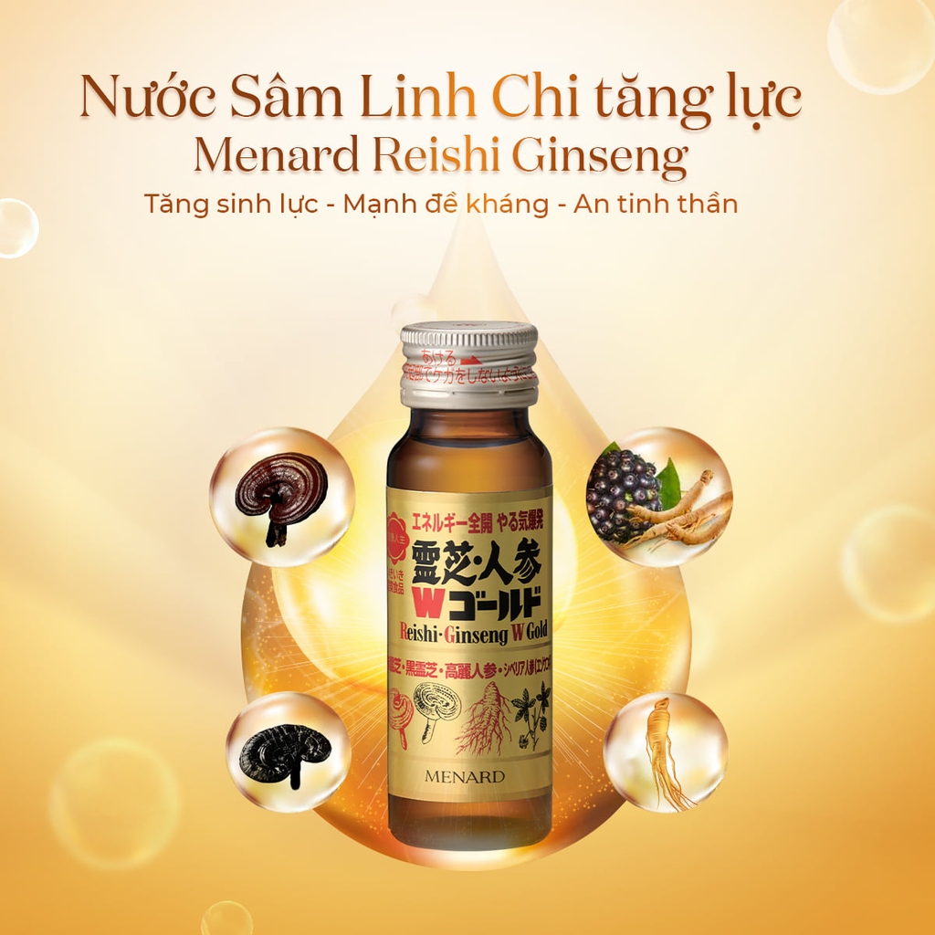 Menard - Nước Sâm Linh Chi Reishi Ginseng Phục Hồi Thể Lực Tăng Đề Kháng (10 Chai x 50ml)