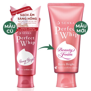 Senka - Sữa Rửa Mặt Senka Perfect Whip Berry Bright Làm Sạch Sâu & Dưỡng Sáng Hồng Da 100g