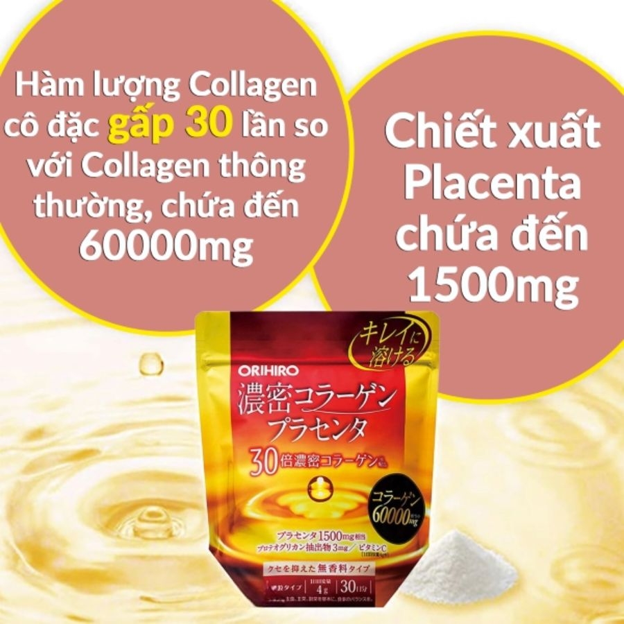 Orihiro - Bột Collagen Placenta 60000mg Nhau Thai Heo (120g)