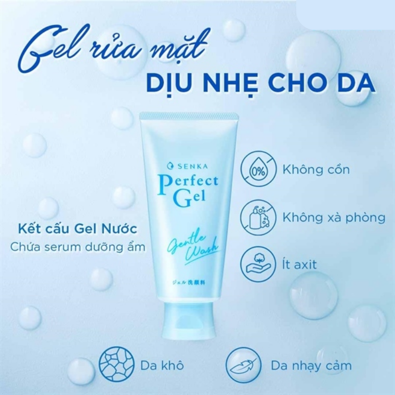 Senka - Gel Rửa Mặt Dịu Nhẹ Cho Da Nhạy Cảm Senka Perfect Gel Gentle Wash 100g