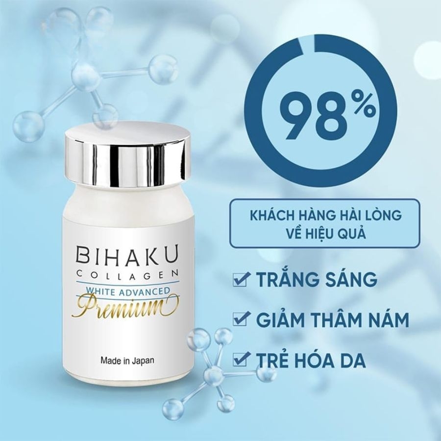 Bihaku Glutathione Collagen Premium - Viên Uống Trắng Da (30 Viên)