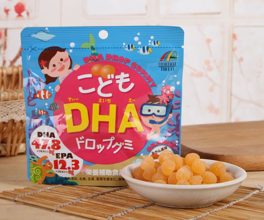 Unimat Riken - Kẹo Dẻo Bổ Sung DHA Vị Cam (90 Viên)