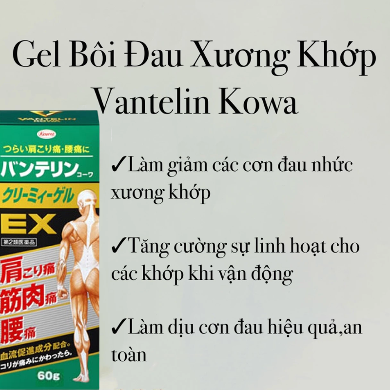 Kowa - Dầu Xoa Bóp Giảm Đau Xương Khớp Vantelin Kowa EX Nhật Bản 60g