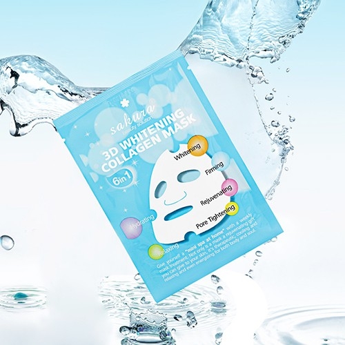 Sakura Beauty - Mặt Nạ Trắng Da Sakura 3D Whitening Collagen Mask Nhật Bản (1 Miếng)