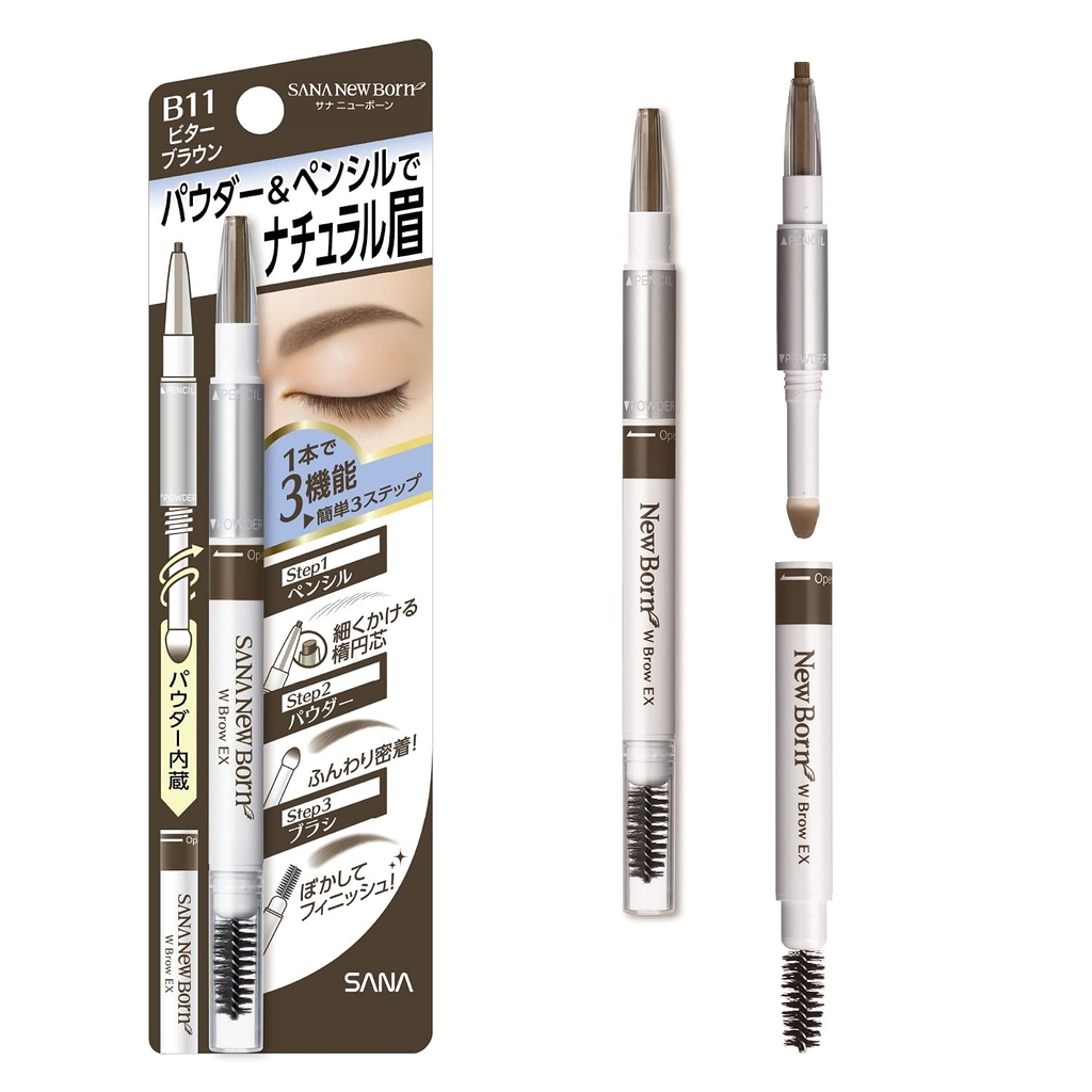 Sana New Born - Bút Kẻ Chân Mày 3 Trong 1 Eyebrow Mascara Và Pencil EX