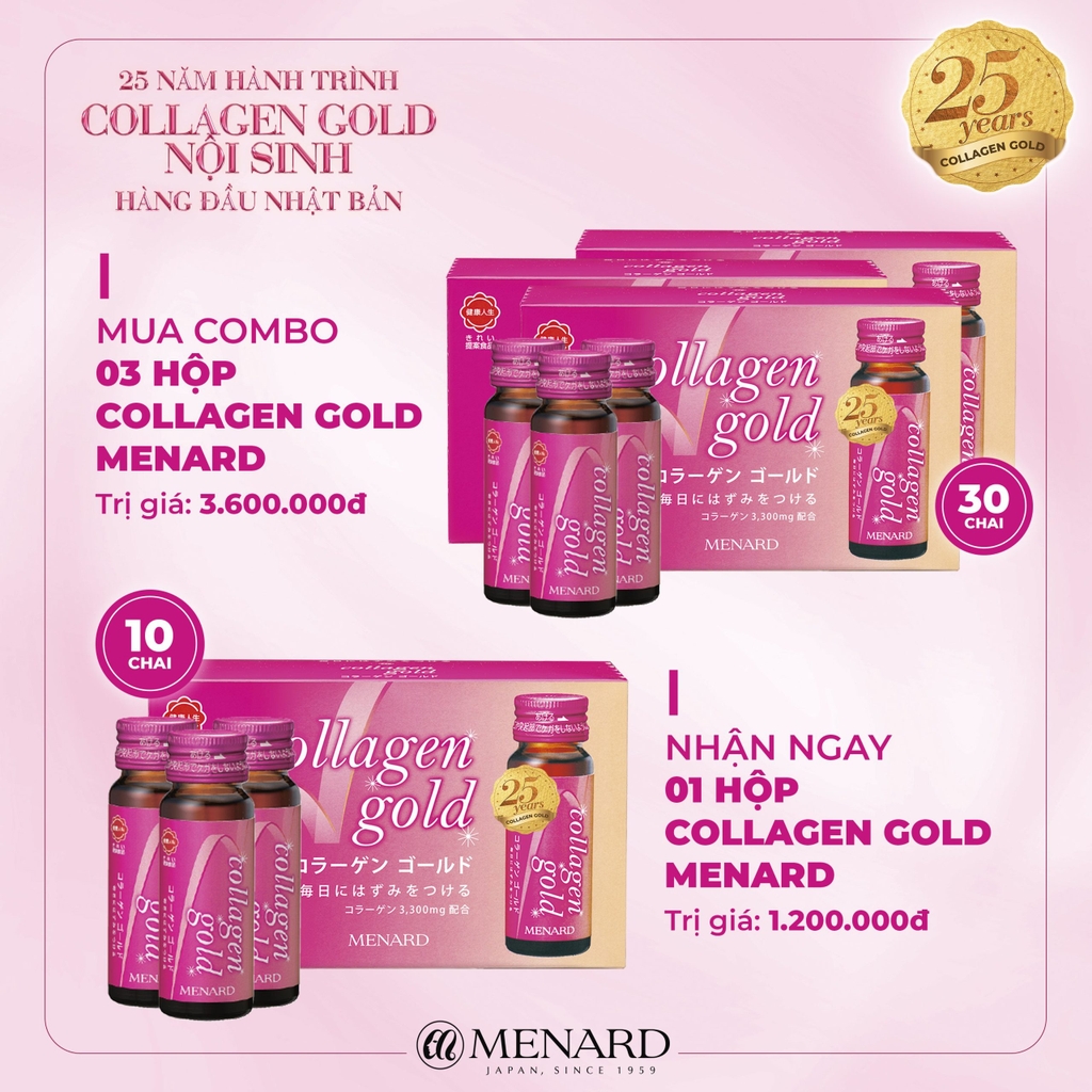 MENARD- Collagen Gold nội sinh tăng độ ẩm và đàn hồi da 3,300mg ( 10 lọ x 30ml)