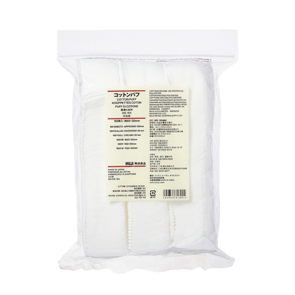 Muji - Bông Tẩy Trang Muji Daily Facial Cotton Pad Puff 189 Miếng