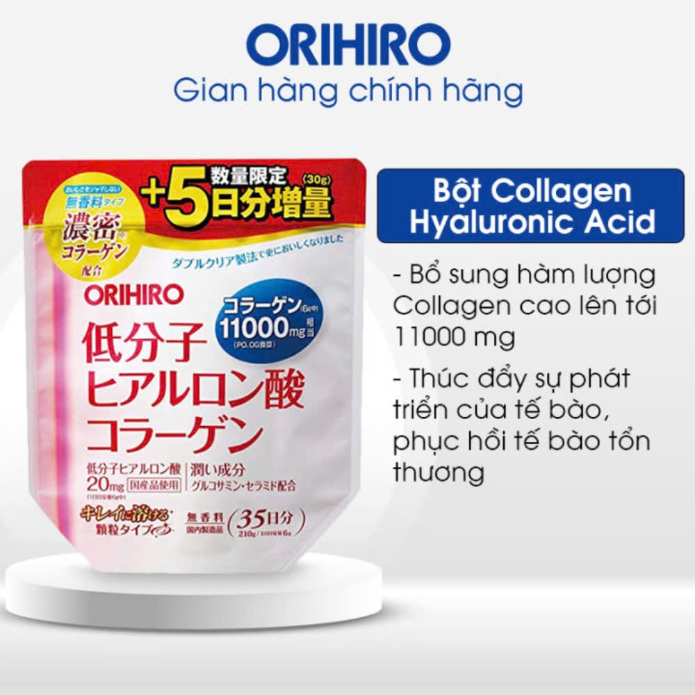 Orihiro - Bột Collagen Hyaluronic Acid Orihiro 11000mg 210g