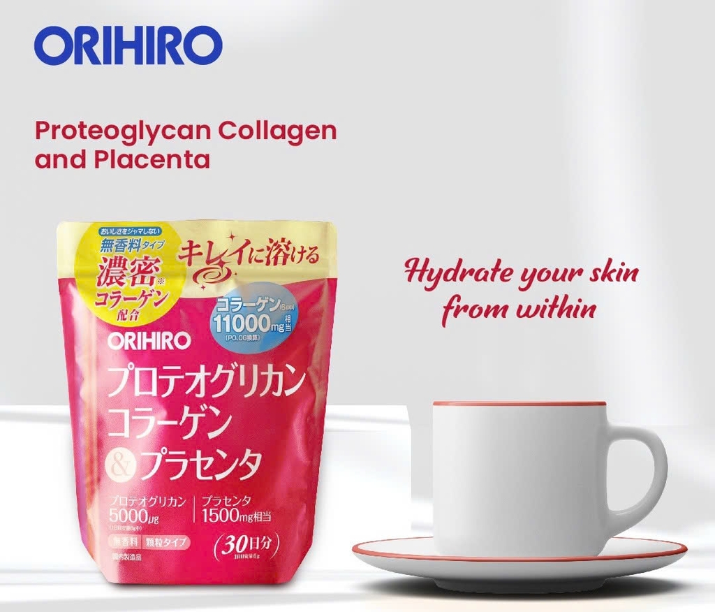 Orihiro - Bột Collagen Proteoglycan Nhau Thai Heo 11000mg Orihiro 180g (30 Ngày)