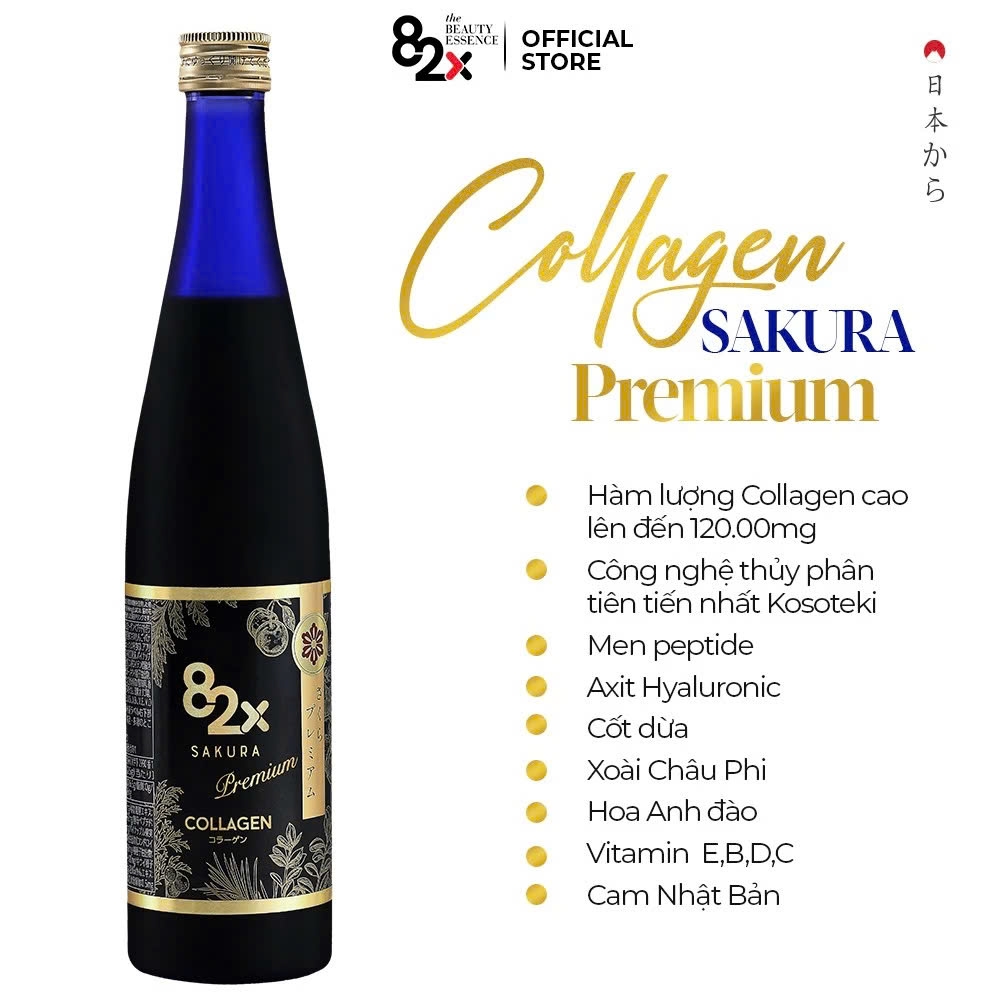 82X - COMBO 2 Chai Nước Uống Collagen & Placenta Cao Cấp 82X Sakura Premium 500ml