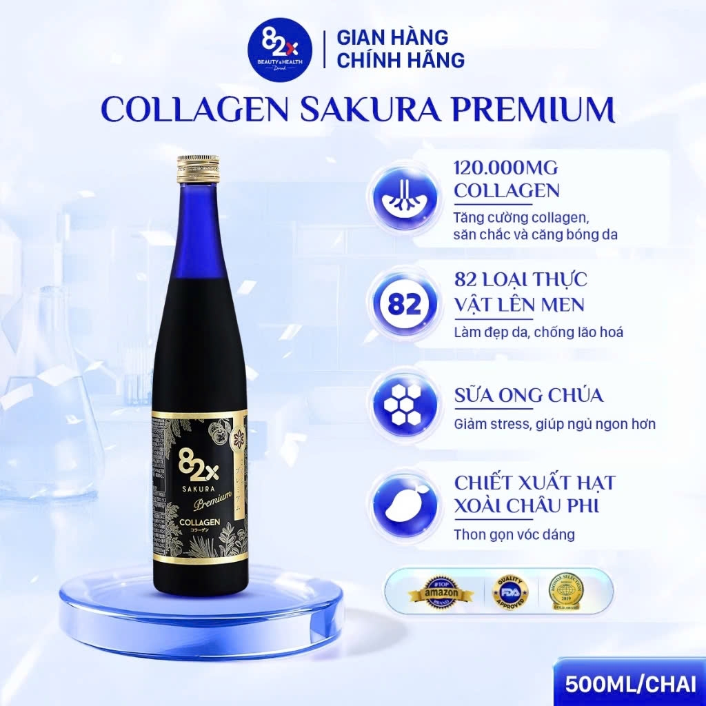 82X - Bộ 3 Da Trắng Không Bắt Nắng Giảm Nám Chuyên Sâu 82X Sakura Collagen & Placenta Classic & Sakura Placenta 500ml
