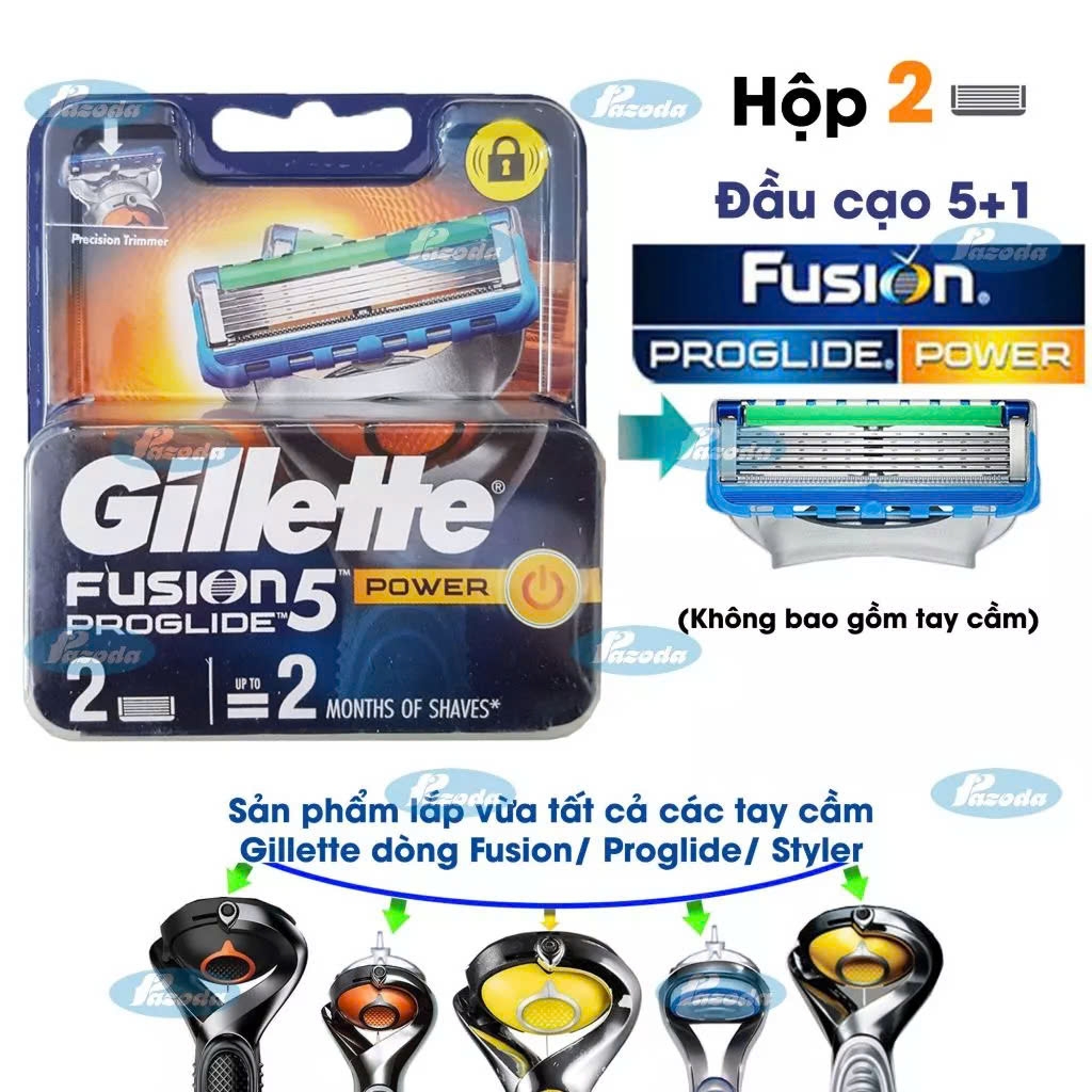 Gillette - Dao Cạo Râu Gillette Fusion ProGlide Nhật Bản 5+1 Lưỡi Kép ( 1 Thân, 2 Lưỡi)