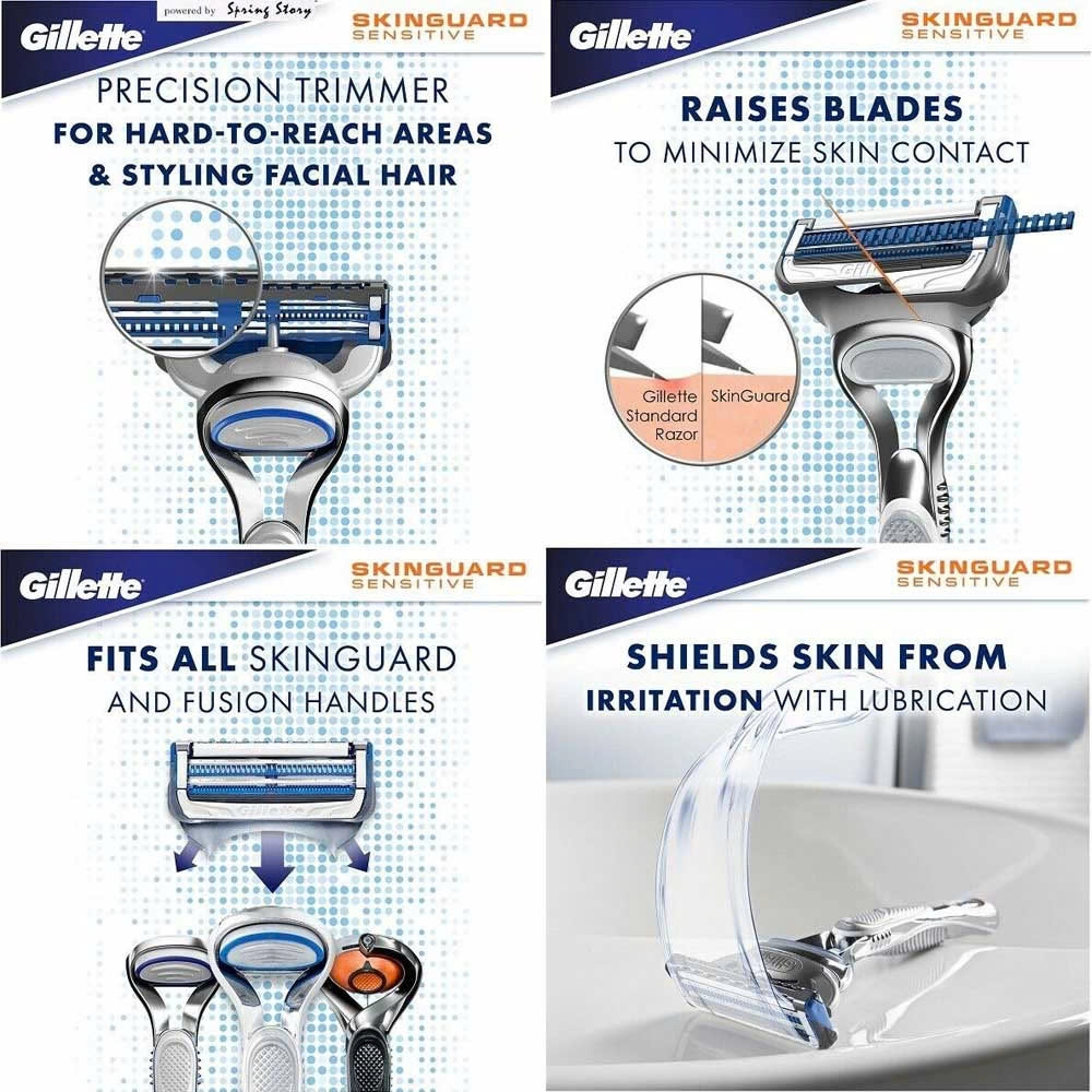 Gillette - Dao Cạo Râu Gillette Skinguard Nhật Bản 5+1 Lưỡi Kép (1 Thân, 2 Lưỡi)