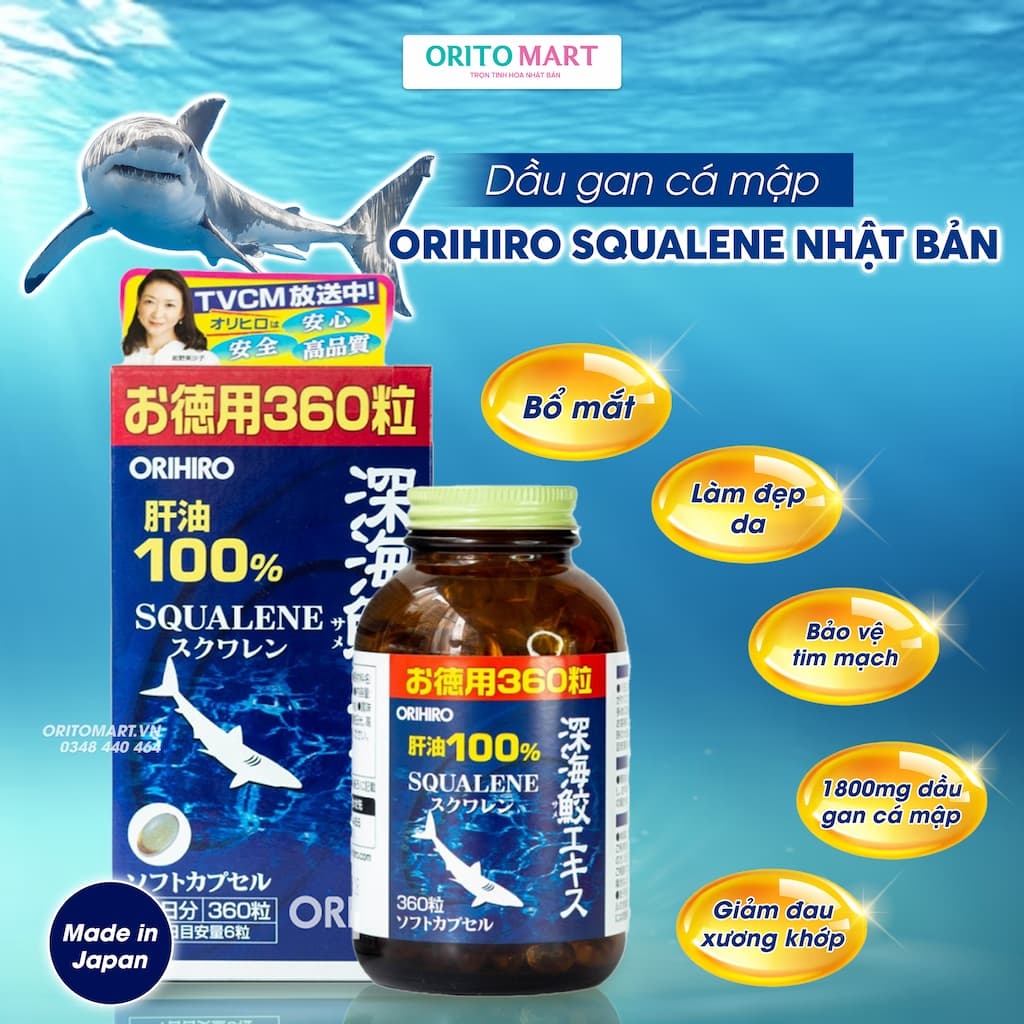 ORIHIRO - Viên uống dầu gan cá mập Orihiro 360 + 30 viên (65 ngày)