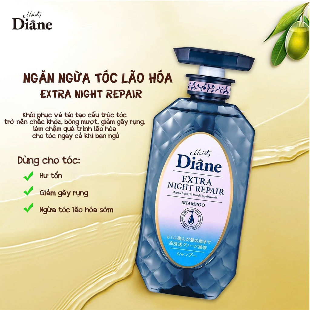 Moist Diane - Dầu Gội Tăng Cường Dưỡng Chất Ban Đêm Moist Diane Extra Night Repair 450ml