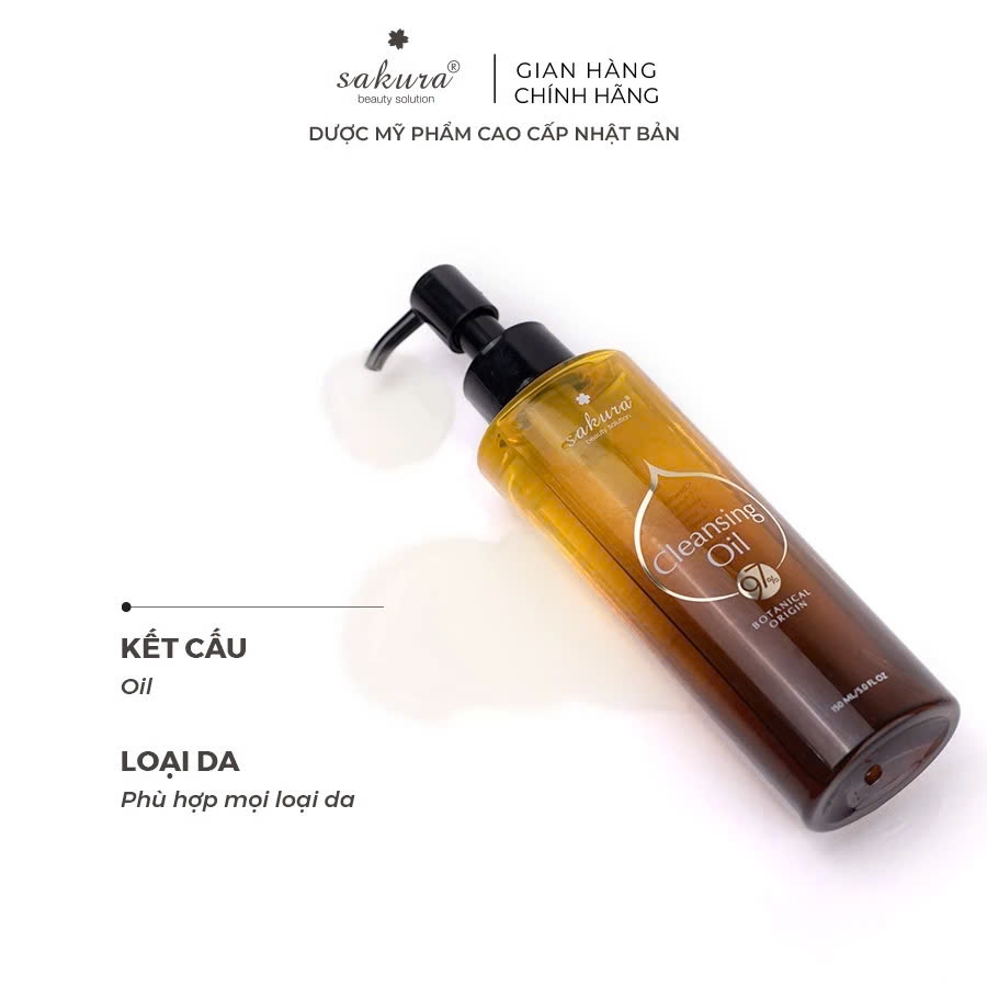 Sakura Beauty Cleansing Oil - Dầu Tẩy Trang 97% Thiên Nhiên 150ml Nhật Bản
